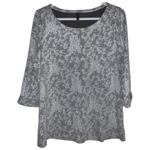 NWOT Dressy Grey and White Brocade Top (L)